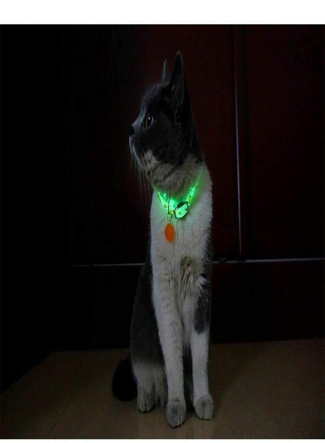 Pet Guard Adjustable Reflective Collar Safety Buckle with Bells for Pet Puppy, Cat,Kitten Pet Glowing Collars with Bells Glow at Night Dogs Cats Light Luminous Necklace (RED, Pack of 1) - Image 2
